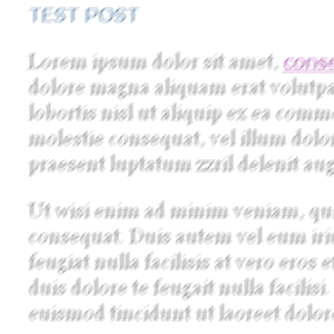 Screenshot of same template using relative font sizing; text is still blurred but large enough to be readable